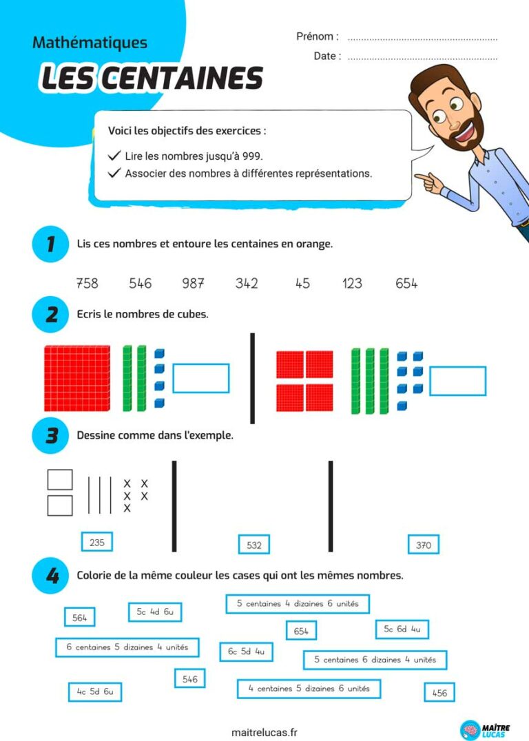 Exercices Les Centaines Pour Ce Ce Ma Tre Lucas