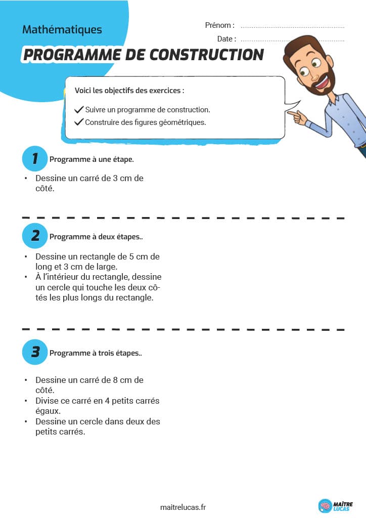 Exercices comment suivre un programme de construction CE1 CE2