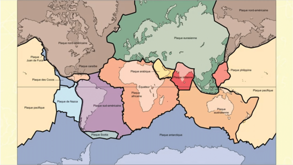 carte des plaques tectoniques terrestres