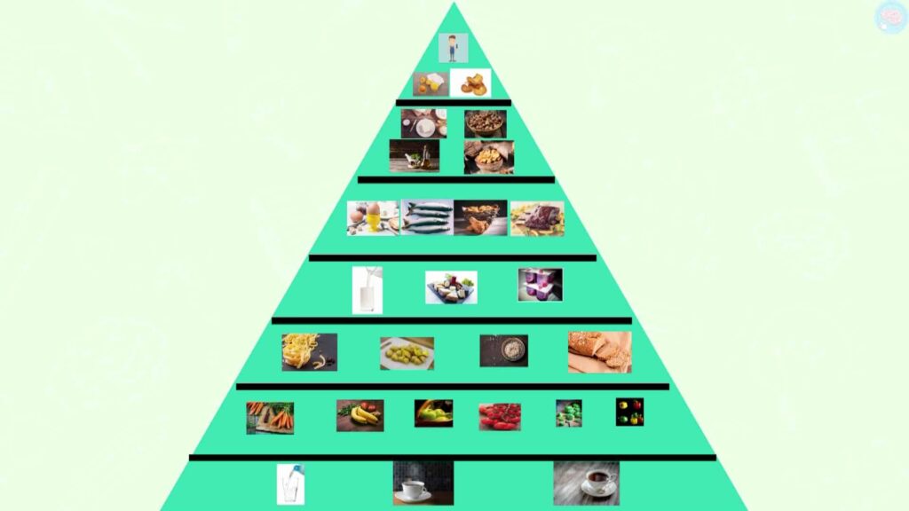 Alimentation équilibrée pyramide des aliments des moins équilibrés au plus équilibrés
