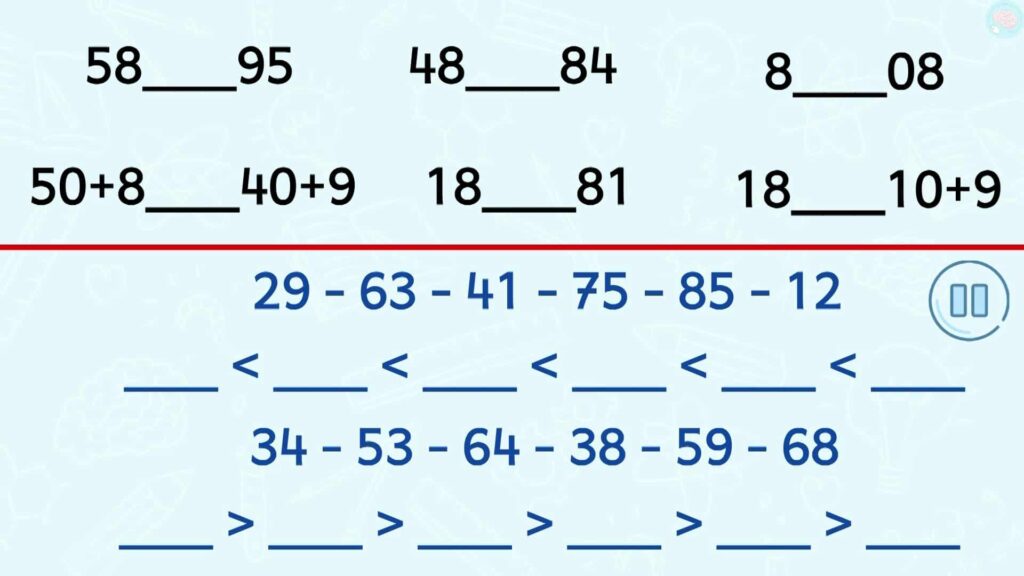 exercices comparer et ranger les nombres cp ce1