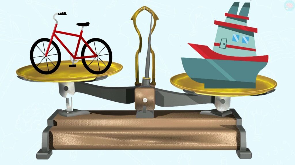 exercice comparer des masses entre un vélo et un bateau CP CE1 CE2