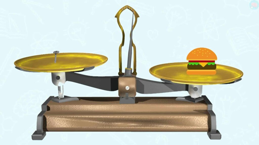 exercice comparer des masses entre la vis et le hamburger CP CE1 CE2