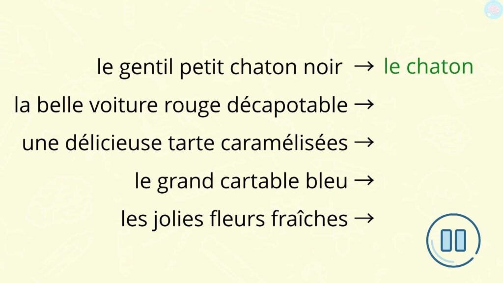 Exercices réduire le groupe nominal CE2