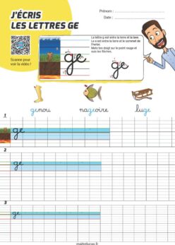 Fiches d'écriture cursive minuscule ge