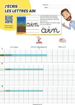 Fiches d'écriture cursive minuscule ain