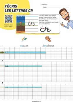 Fiches d'écriture cursive minuscule cr