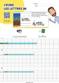 Fiches d'écriture cursive minuscule im