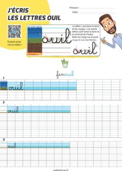 Fiches d'écriture cursive minuscule ouil