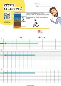 Fiches d'écriture cursive minuscule è