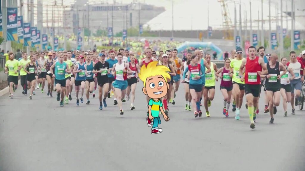 L'élève court un marathon pour les jeux olympiques.