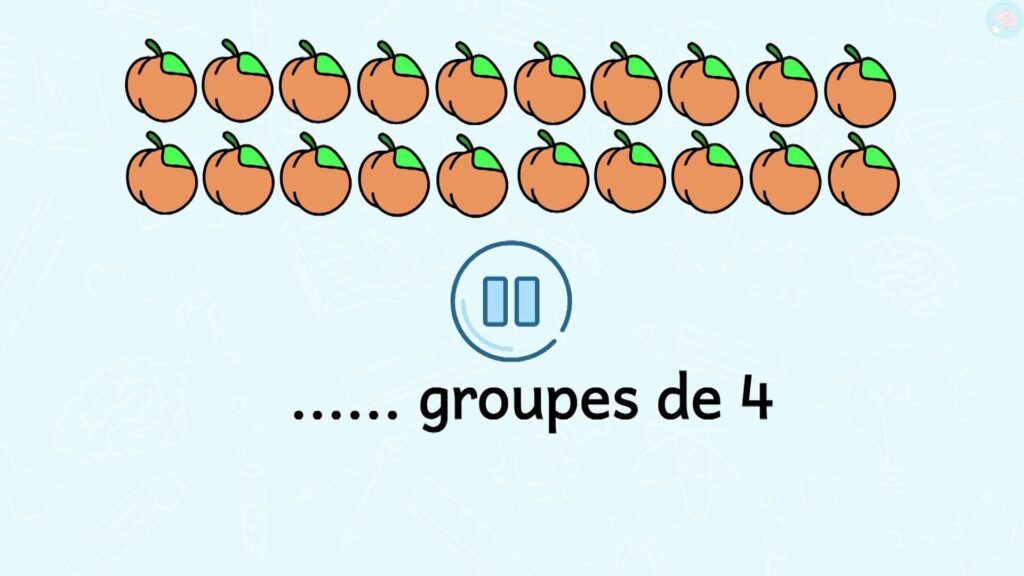 exercice la division et les groupes CE1 CE2 et les oranges