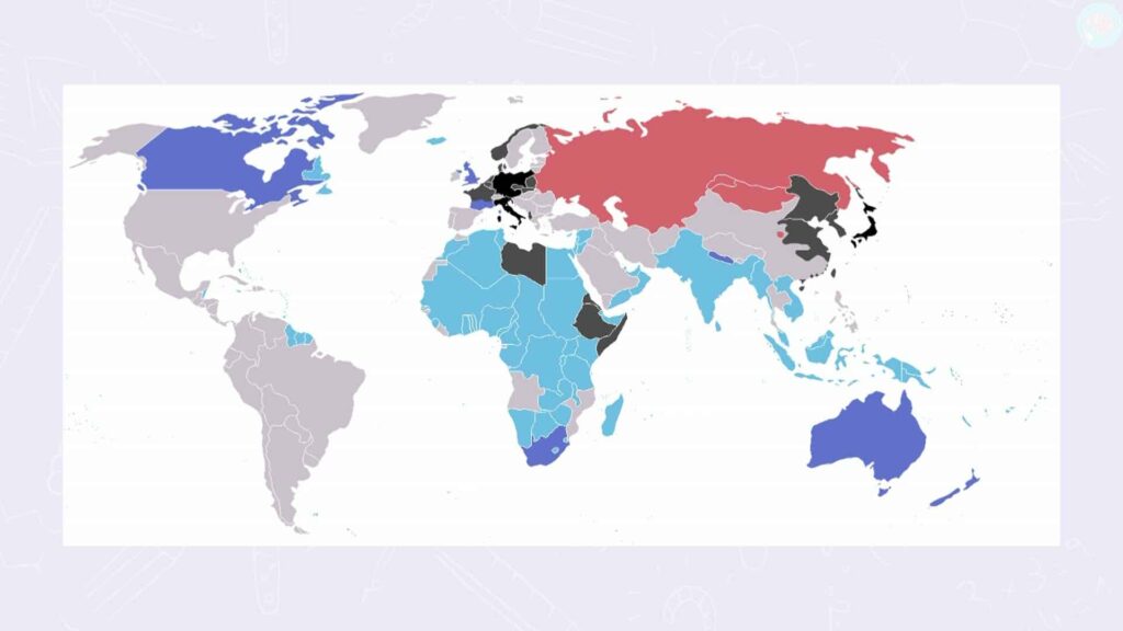 La carte du monde au début de la seconde guerre mondiale
