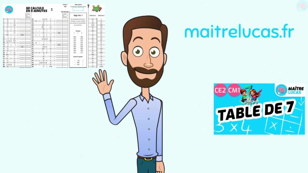 Générateur de calcul la table de 7 CE2 CM1
