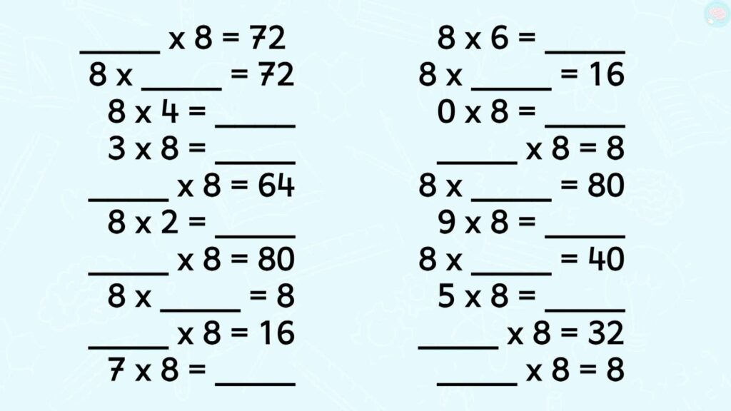 Exercices compléter les calculs à trou