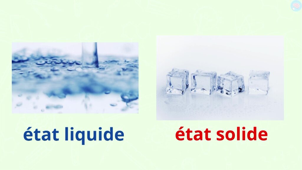 état solide et état liquide de l'eau CP CE1 CE12 CM1 CM2