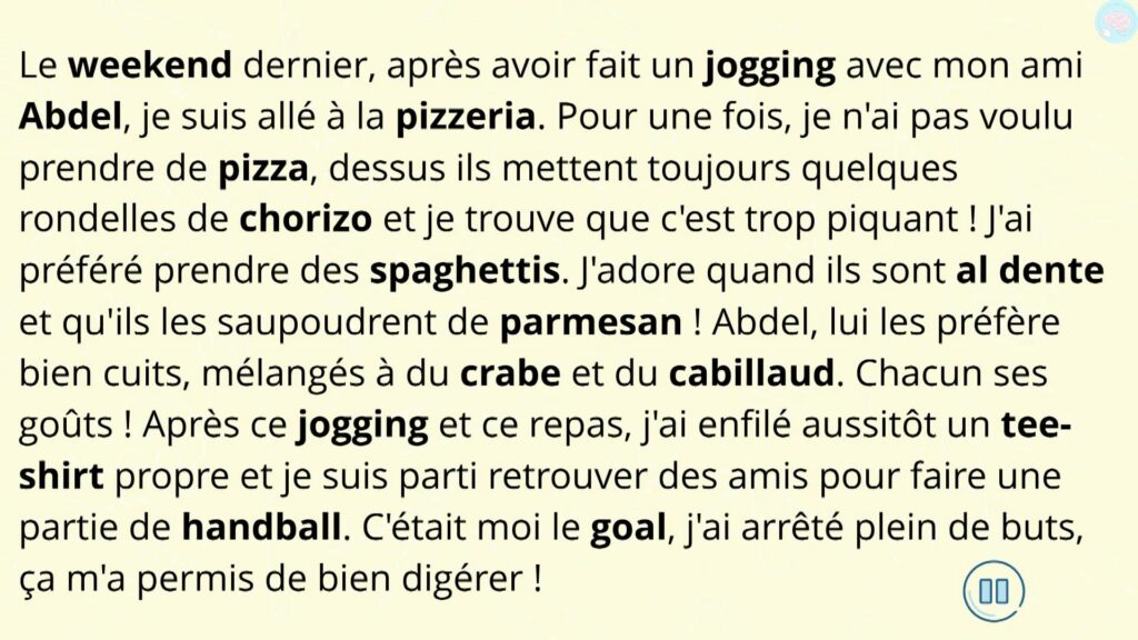 Lire un texte avec des mots d'origine étrangère