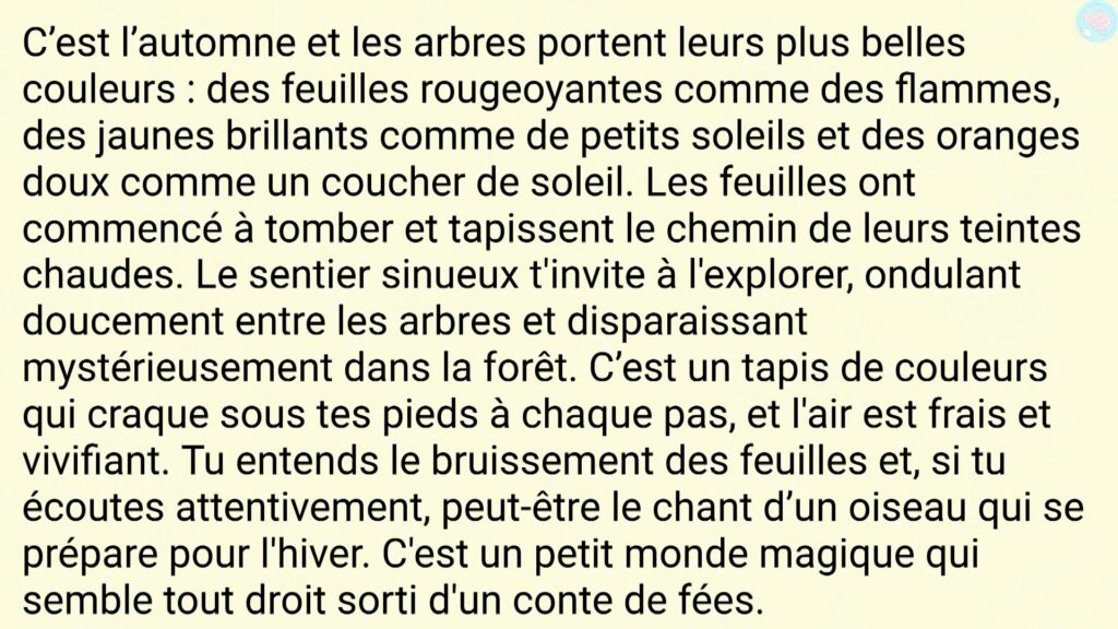 Exemple de texte descriptif