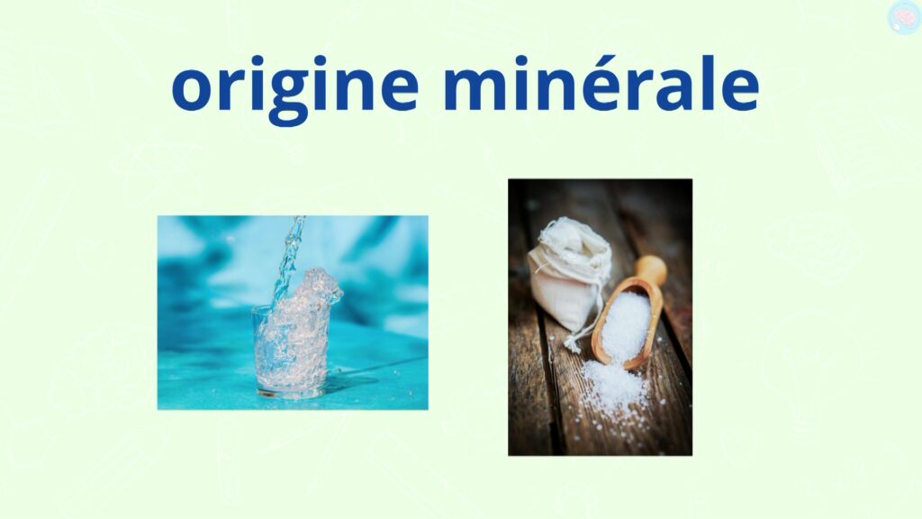 aliment origine minérale comme l'eau ou le sel