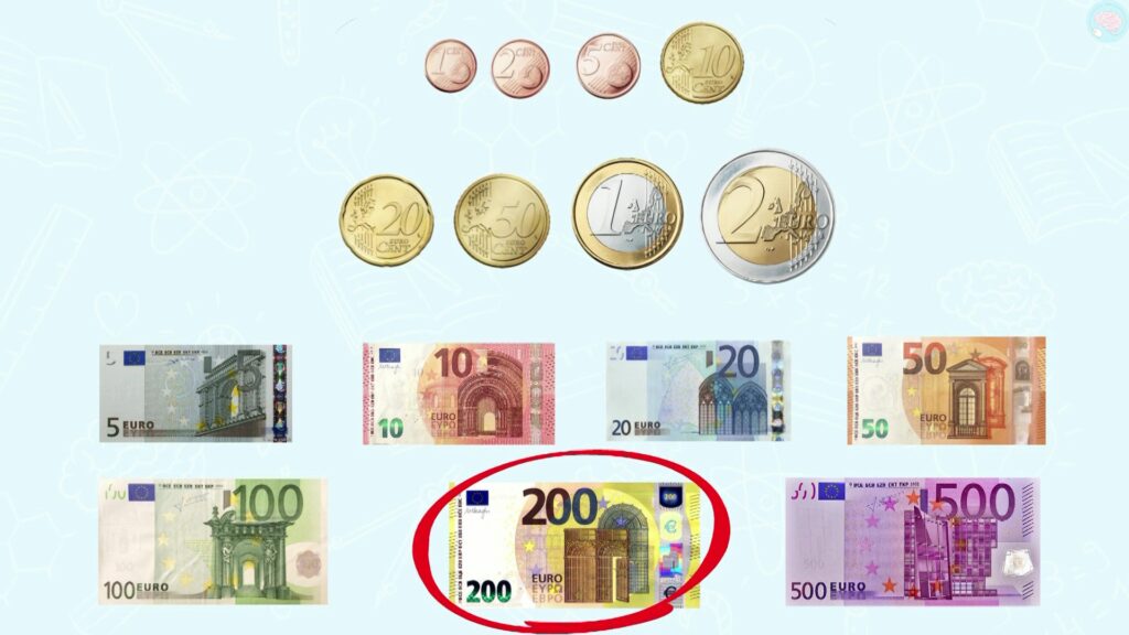 billet de 200 euros manipuler les euros CP CE1