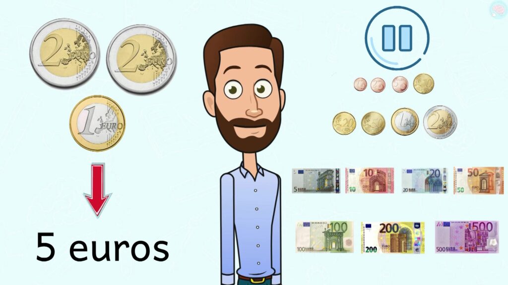 les différentes pièces et billets euros