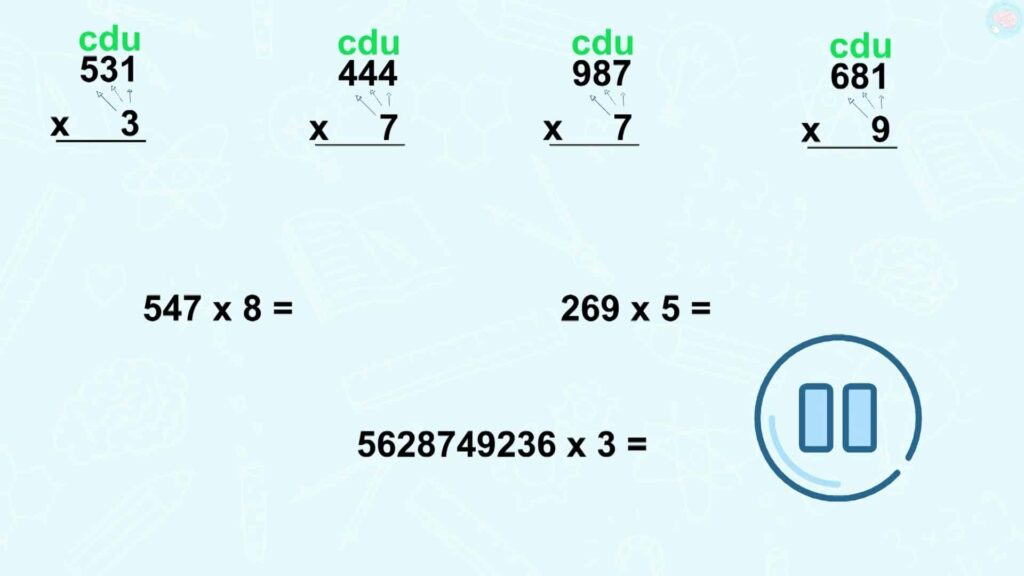 exercice les multiplications posées à un chiffre Résoudre les exemples CE2 CM1 CM2