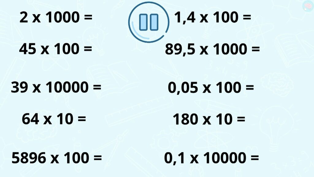 Exercices multiplier et diviser par 10, 100 ou 1000 CM2 CM1