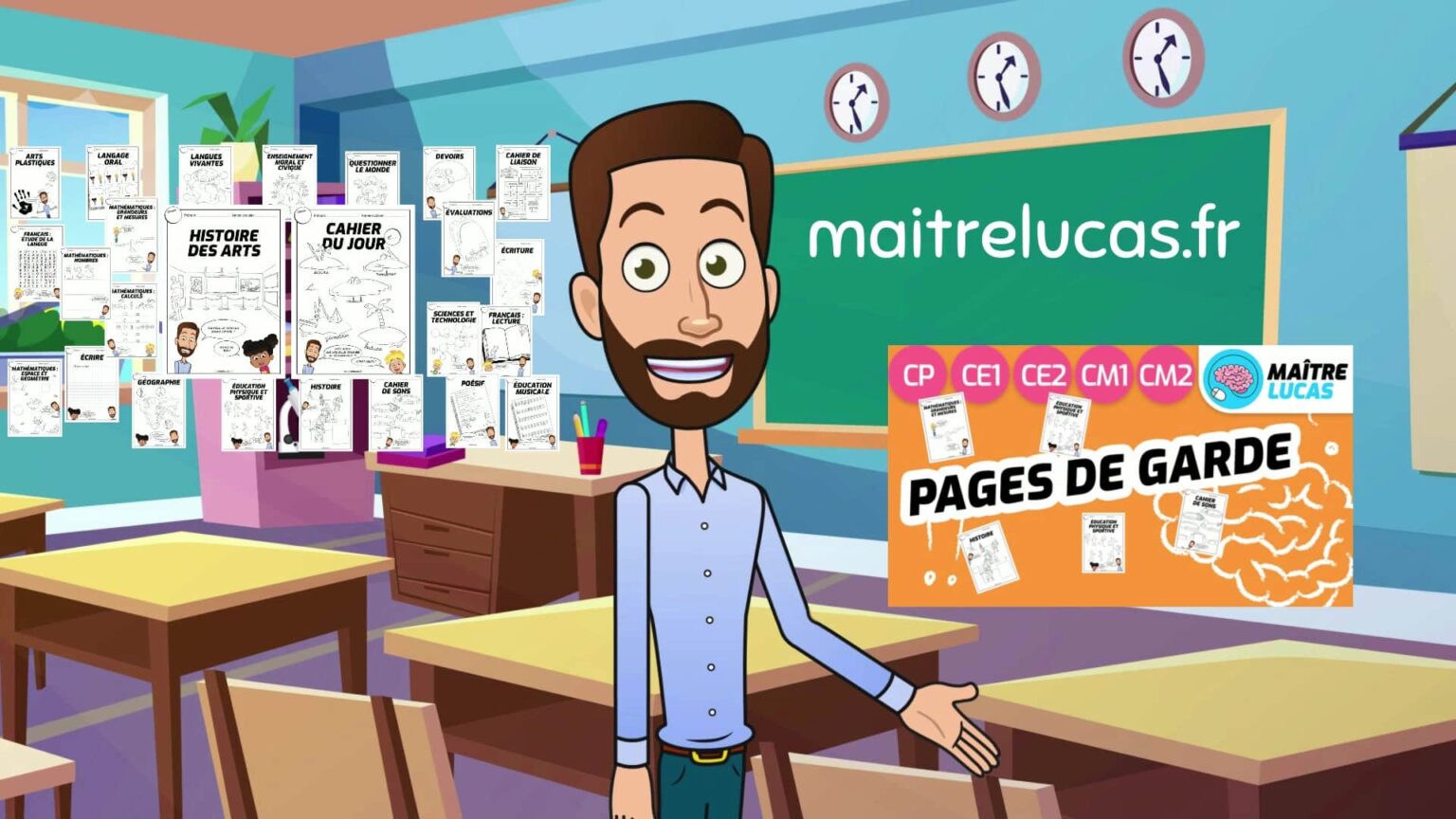 Page De Garde Maitre Lucas Les pages de garde de Maître Lucas CE1 CE2 CM1 CM2 - Maître Lucas