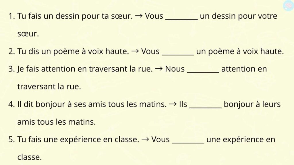 Exercices conjuger le verbe faire et dire au présent CE2 CM1