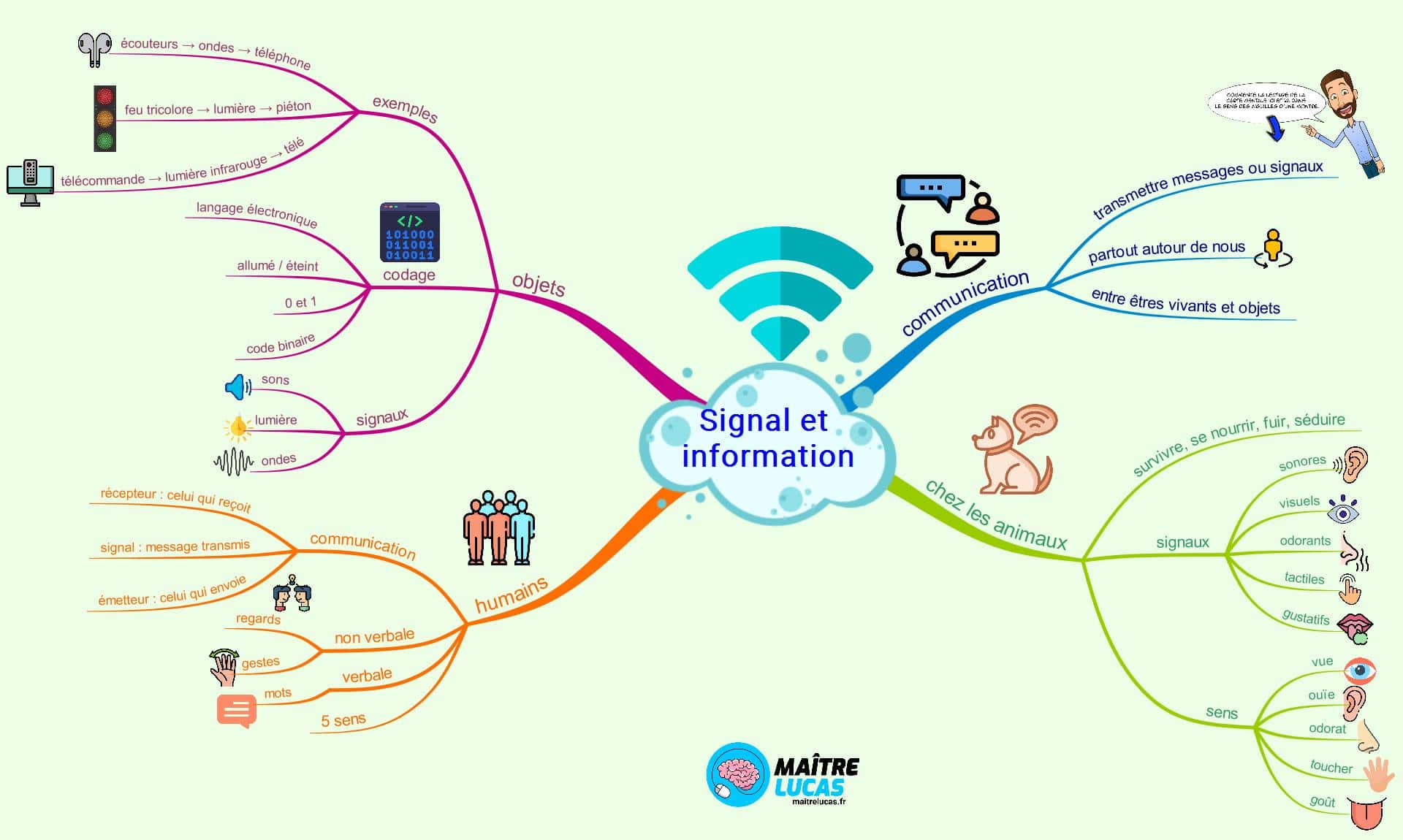 Carte mentale Signal et information transmission de l'information CM1 CM2