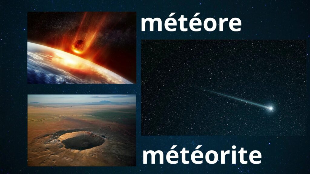 comètes s'écrasant sur la terre et étoile filante