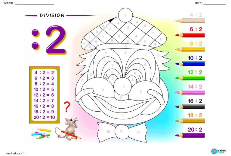 12 Coloriages magiques divisions CP CE1  Maître Lucas