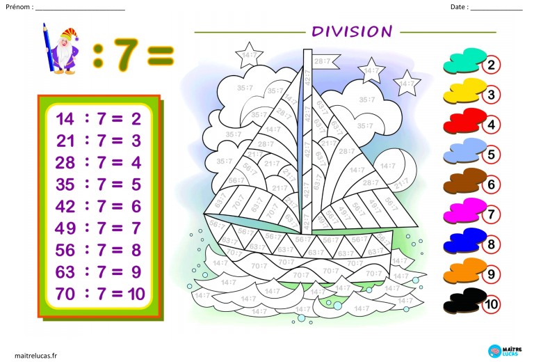 12 Coloriages magiques divisions CP CE1 - Maître Lucas