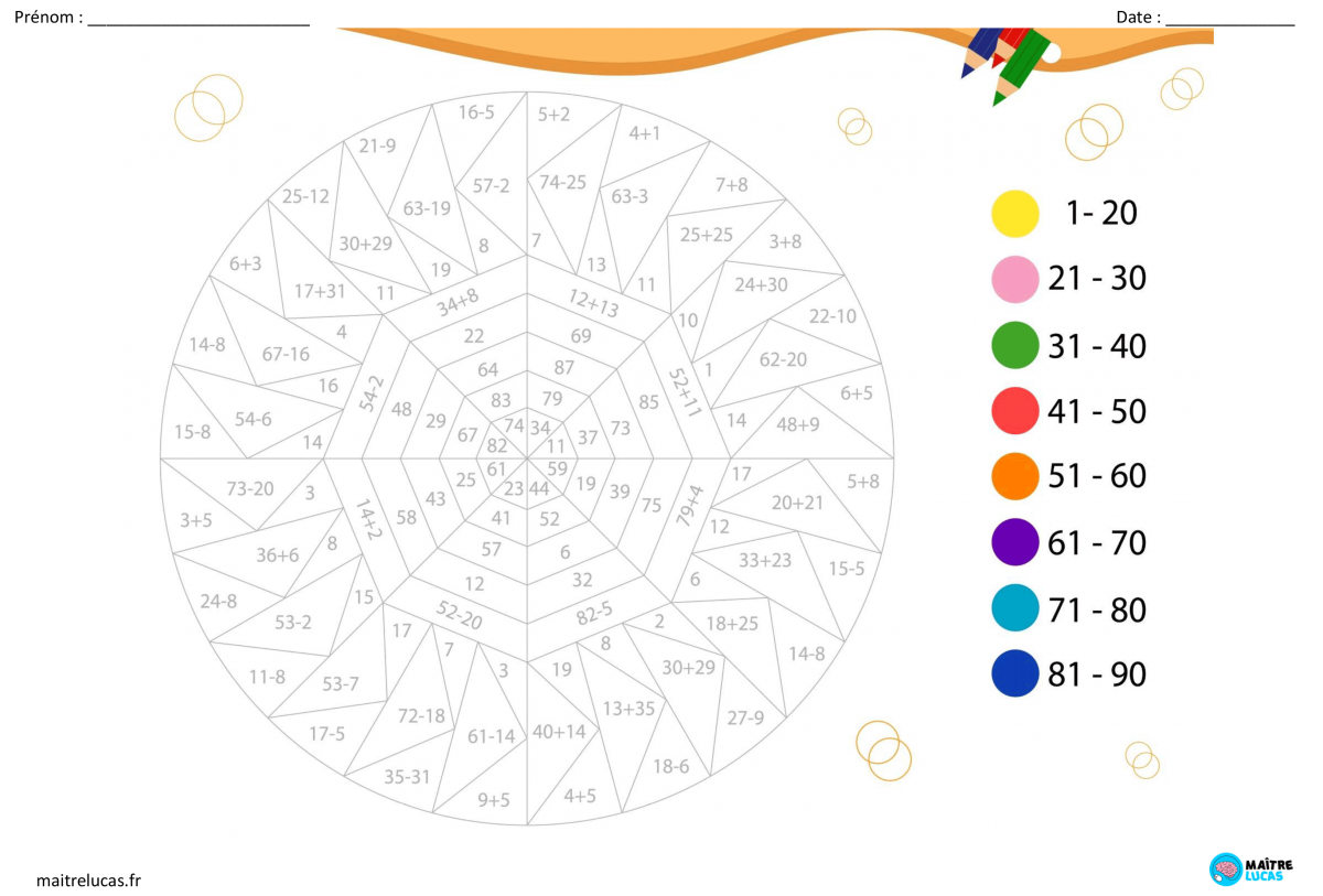 Coloriages Magiques Additions Et Soustractions Cp Ce Ma Tre Lucas