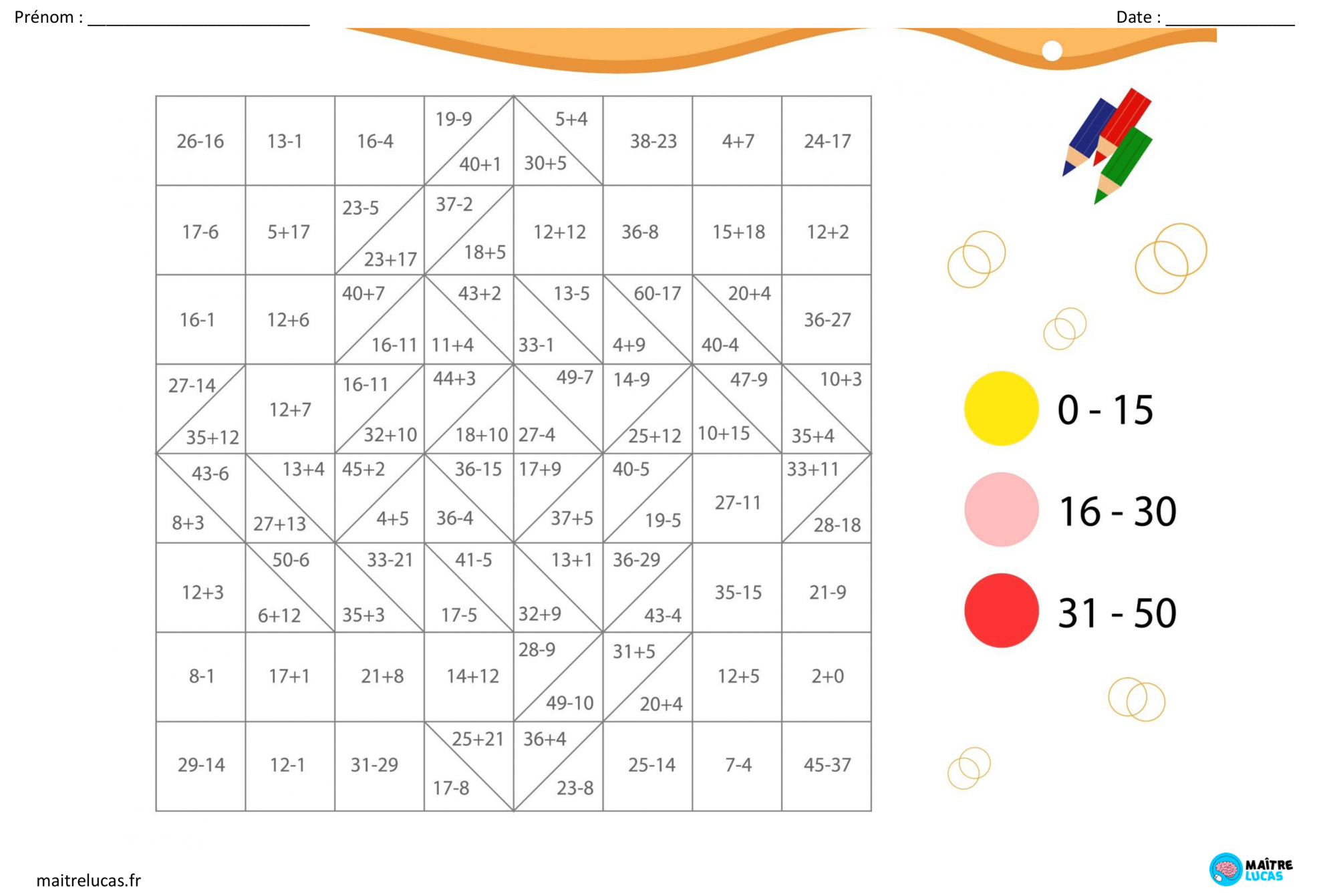 Coloriages Magiques Additions Et Soustractions Cp Ce Ma Tre Lucas