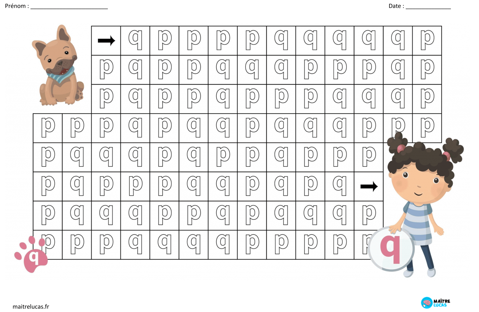 Fiches Sur La Confusion Des Lettres P Et Q, B Et D CP - Maître Lucas