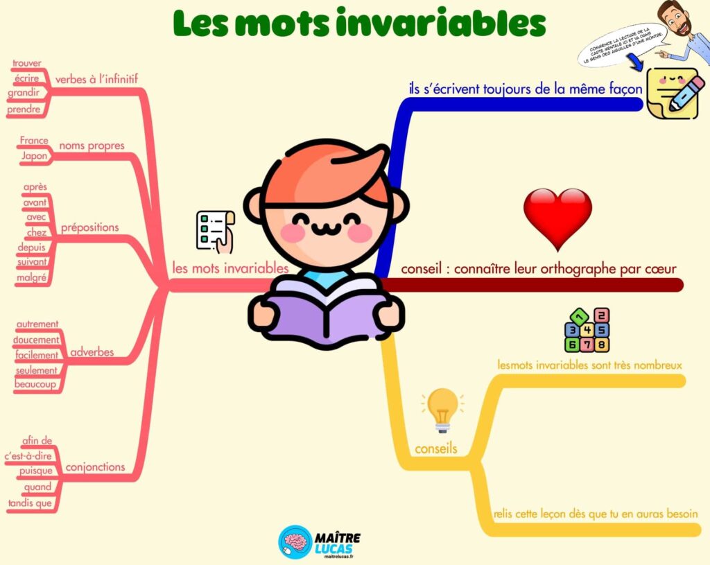 Carte mentale les mots invariables CM1 CM2