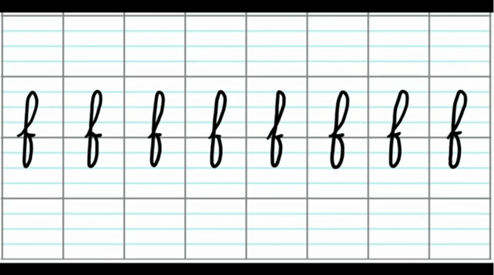 écriture de la lettre f sur un cahier