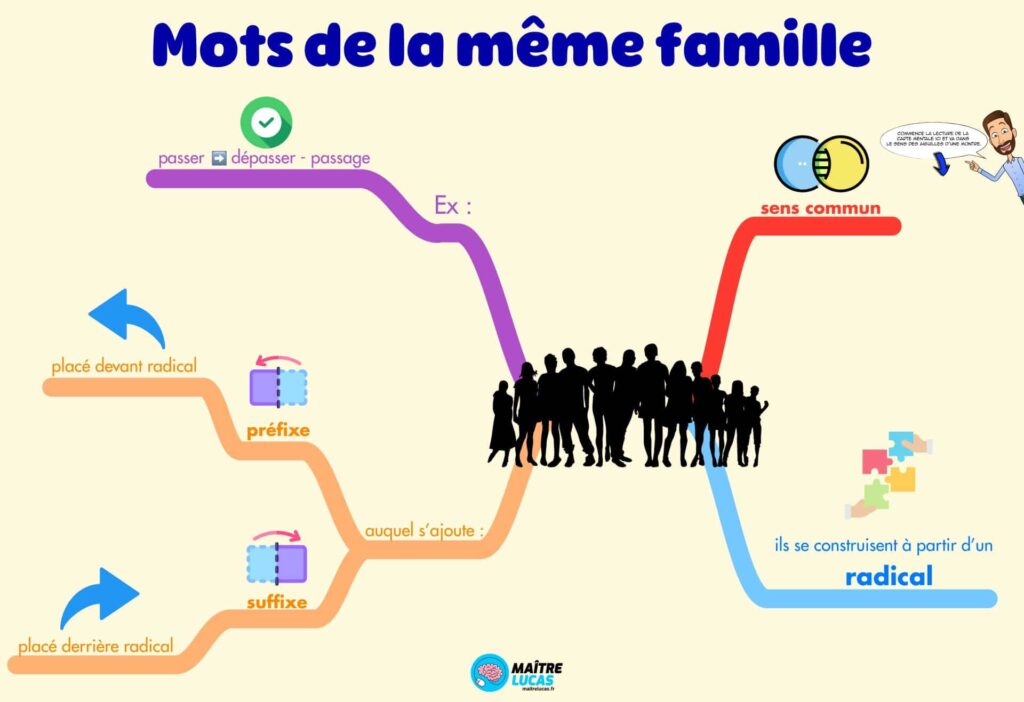 Carte mentale Lire des mots de la même famille CM1 CM2