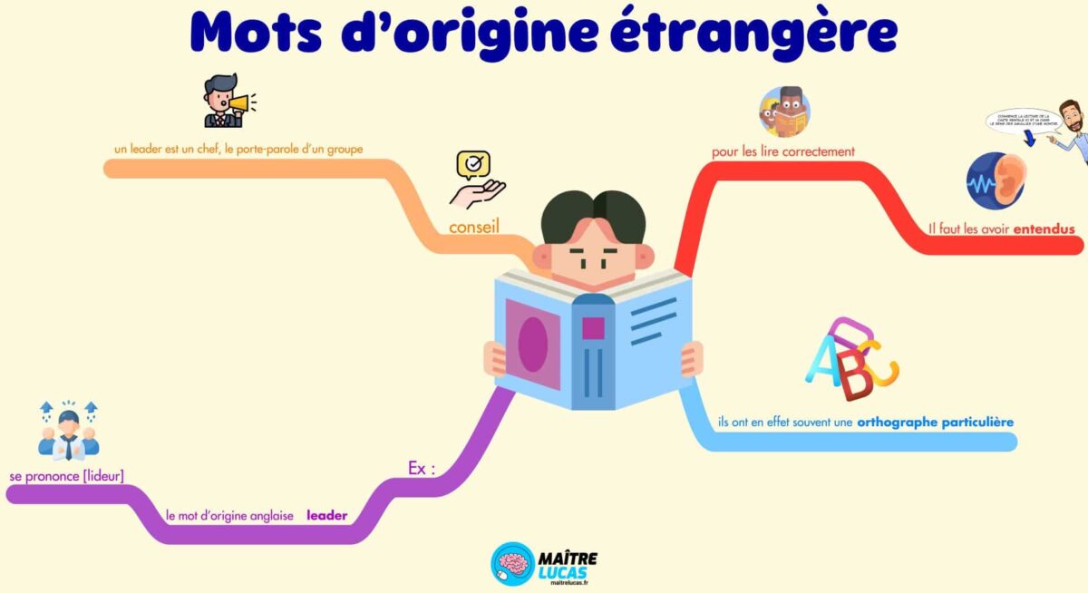 Carte mentale mots d'origine etrangere CM1 CM2