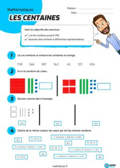 Fiche exercices les centaines CE1 CE2