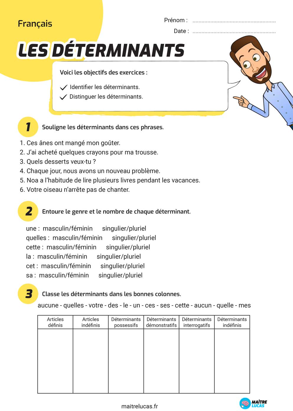 Exercices Les D terminants Ma tre Lucas