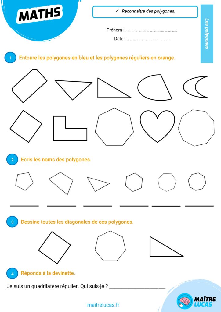 Fiche exercices les polygones CM2 CM1