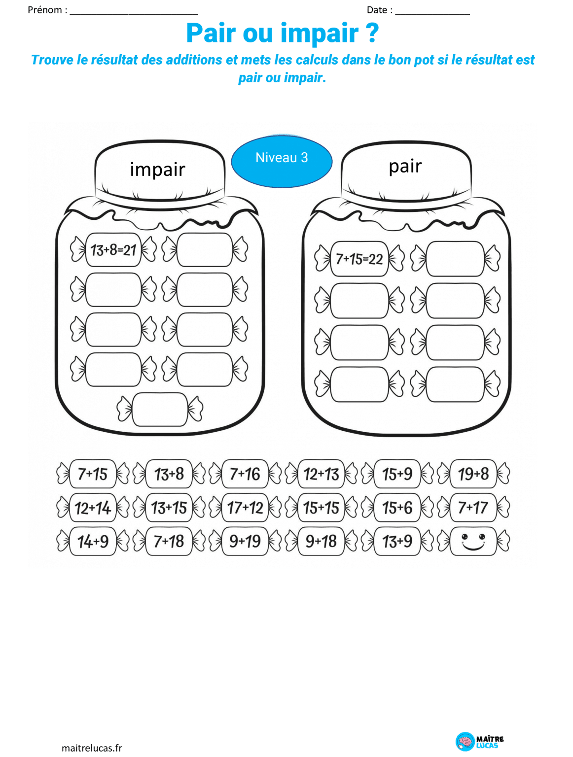 Fiches Exercices Nombres Pairs Et Impairs Exercices Pour Cp Ce