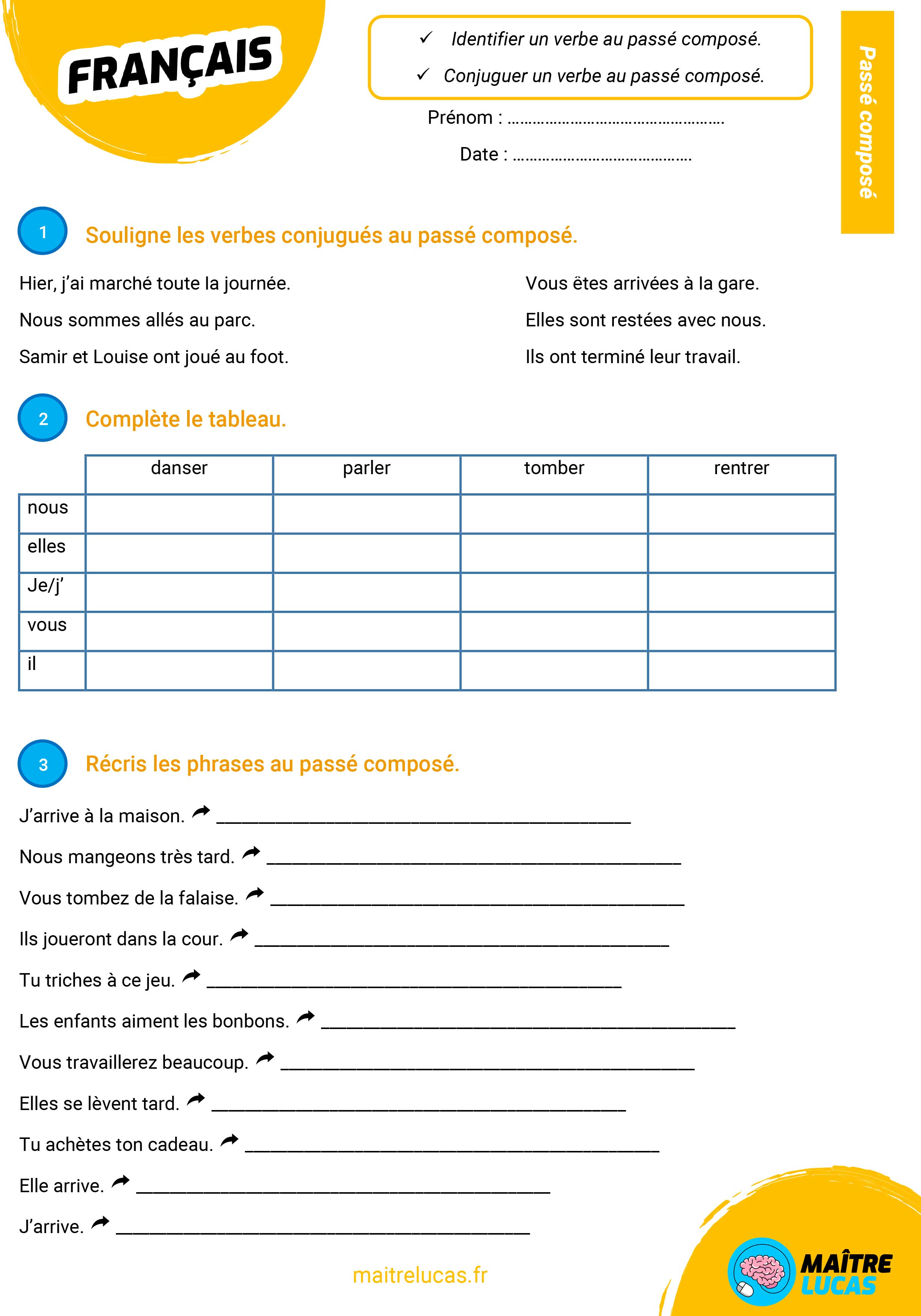 Participe Pass Cm1 Exercices Pdf La Galerie