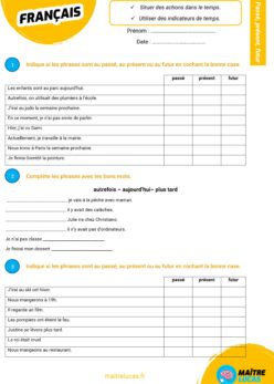 Fiche Exercices passé présent futur CP CE1