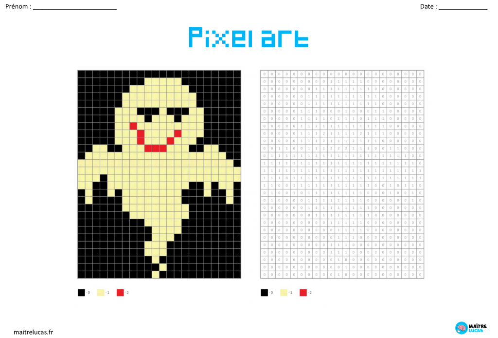 Pixel art fantôme CP CE1 CE2 CM1 CM2