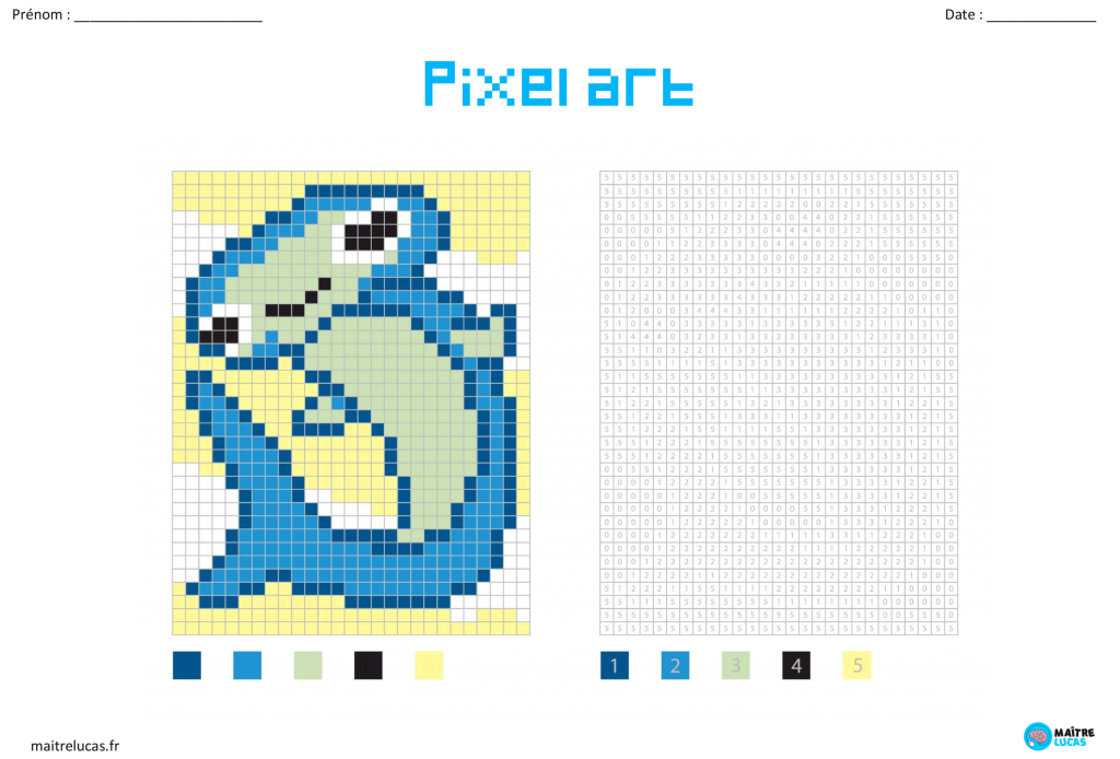 Pixel art requin CP CE1 CE2 CM1 CM2