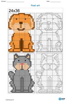 Pixel art Chien et chat