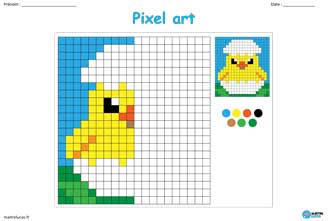 Pixel Art Poussin dans un oeuf